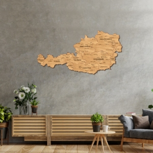 2D Wood Austria Map - Oak