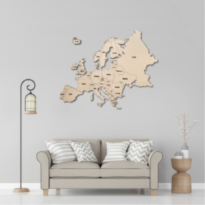 2D Wood Europe Map - Birch
