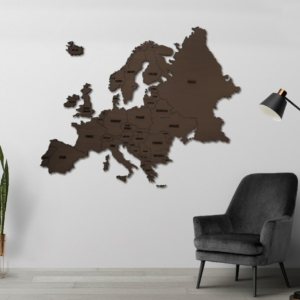 2D Wood Europe Map - Teak
