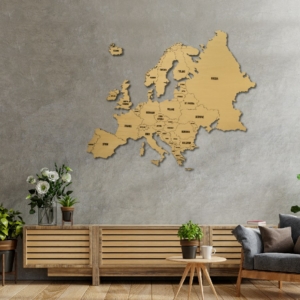 2D Wood Europe Map - Oak