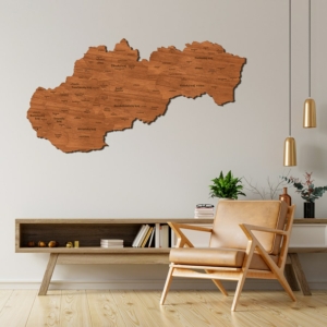 2D Wood Slovakia Map - Wallnut