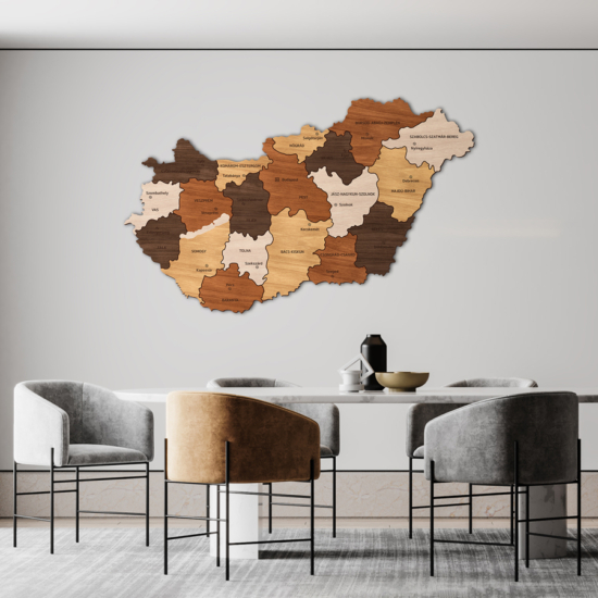 3D Magyarország térkép - Wood