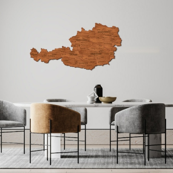 2D Wood Austria Map - Wallnut