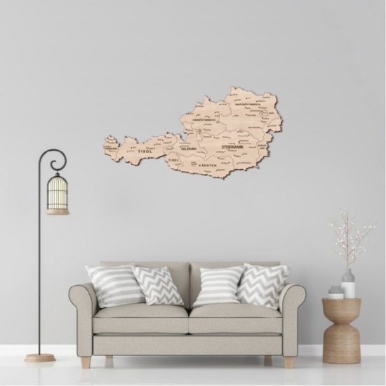 2D Wood Austria Map - Birch