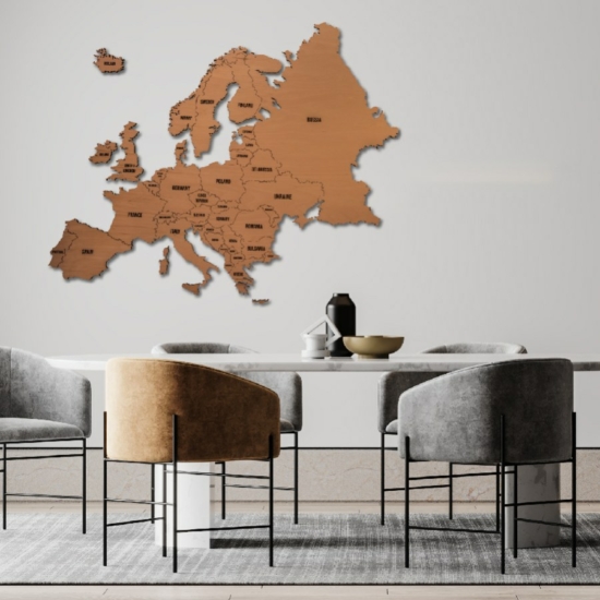 2D Wood Europe Map - Wallnut