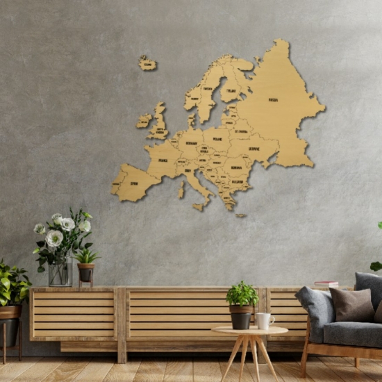 2D Wood Europe Map - Oak