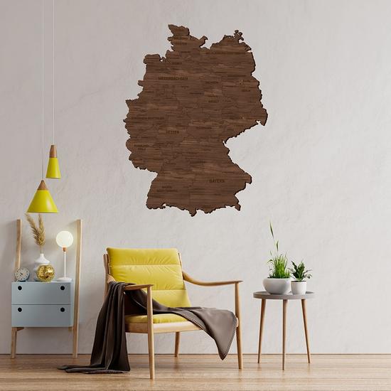2D Wood Germany Map - Teak