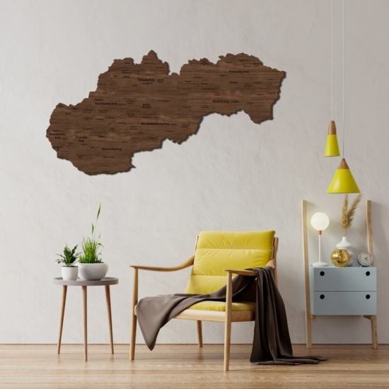 2D Wood Slovakia Map - Teak
