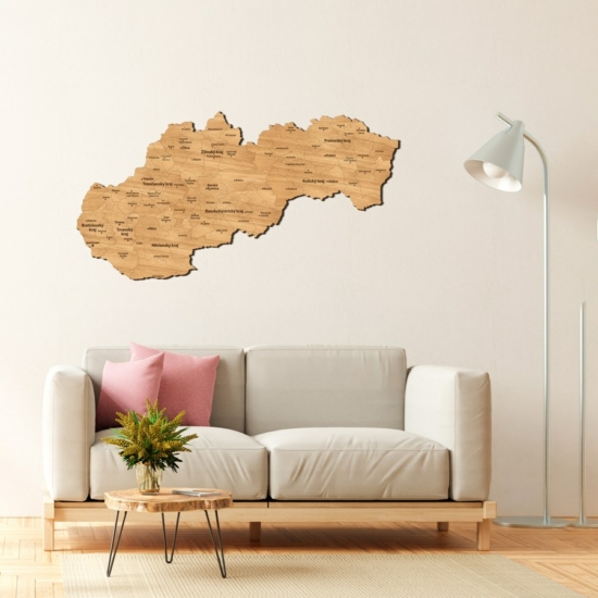 2D Wood Slovakia Map - Oak
